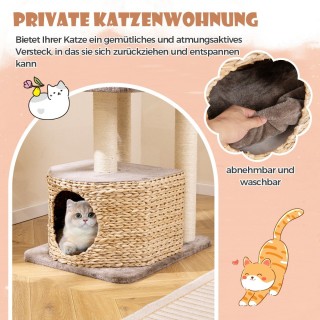 Costway Πολυτελές Ξύλινο Ονυχοδρόμιο Γάτας με Φυσικά Υλικά και Διαδ...