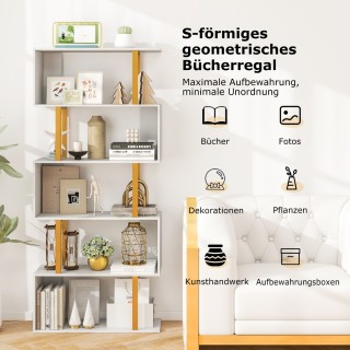 Costway Μοντέρνα Βιβλιοθήκη με Χρυσό Πλαίσιο και Σχήμα S Ράφια JV11... Costway Μοντέρνα Βιβλιοθήκη με Χρυσό Πλαίσιο και Σχήμα S Ράφια JV11...