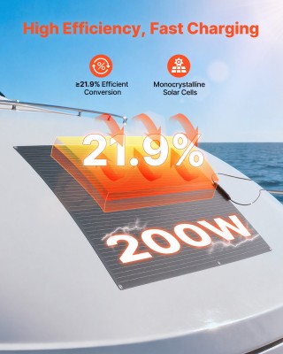 VEVOR Εύκαμπτο Μονοκρυσταλλικό Ηλιακό Πάνελ 200W (21.9% Απόδοση) με...
