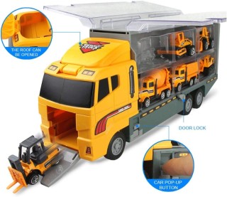 BAKAJI  Φορτηγό Μεταφοράς με 6 Οχήματα Εργασίας Παιχνίδι για Παιδιά...