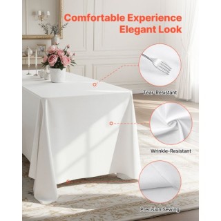 VEVOR Σετ 6 Λευκά Τραπεζομάντηλα Ορθογώνια 70x120 εκ., Πολλαπλών Χρ...