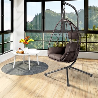 BAKAJI Κρεμαστή Πολυθρόνα Κήπου Κούνια Αιώρα 198 x 95 x 95 cm Ρατάν...