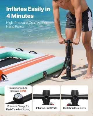 VEVOR Φουσκωτή Πλωτή Πλατφόρμα 2,44 x 1,83 μ. με Αντιολισθητική Επι...