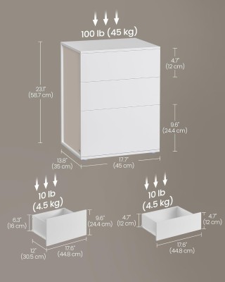 VASAGLE Κομοδίνο 45x35x58.7cm με 3 Συρτάρια, Χωρίς Εργαλεία Συναρμο... VASAGLE Κομοδίνο 45x35x58.7cm με 3 Συρτάρια, Χωρίς Εργαλεία Συναρμο...