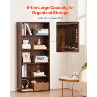 VEVOR Ράφι Βιβλιοθήκης 5 Επιπέδων 59,8 x 23,7 x 134,5 cm Ξύλινο Κα... VEVOR Ράφι Βιβλιοθήκης 5 Επιπέδων 59,8 x 23,7 x 134,5 cm Ξύλινο Κα...