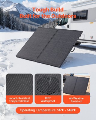 VEVOR Πτυσσόμενο Ηλιακό Πάνελ 200W με Σκελετό, Υψηλής Απόδοσης Μονο...