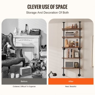 VEVOR  Ράφι Βιομηχανικού Στυλ 5 Επιπέδων 24x9.84in Τοίχου για Κουζί...