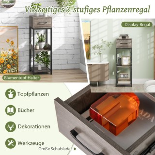 Costway  Γωνιακή Βάση Φυτών με 3 Ράφια και Συρτάρι για Εσωτερικούς ...