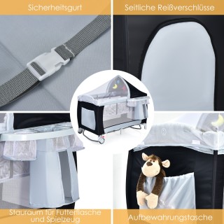 Costway Παιδικό Ταξιδιωτικό Κρεβάτι 2 Επιπέδων 120x60 cm με Παιχνιδ... Costway Παιδικό Ταξιδιωτικό Κρεβάτι 2 Επιπέδων 120x60 cm με Παιχνιδ...