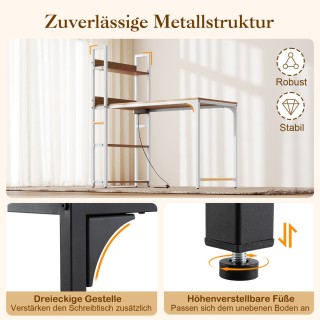 Costway Πολυλειτουργικό Γραφείο Υπολογιστή με Ενσωματωμένη Πρίζα, Ρ...