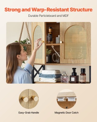 VEVOR Κρεμαστή Ντουλάπα Μπάνιου με Ρυθμιζόμενα Ράφια - 23x10x23 BDM...