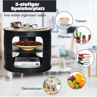 Costway Στρογγυλό Τραπεζάκι Σαλονιού με 3 Επίπεδα από Ξύλο και Μέτ... Costway Στρογγυλό Τραπεζάκι Σαλονιού με 3 Επίπεδα από Ξύλο και Μέτ...