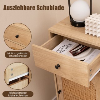 Costway Πολυλειτουργικό Ντουλάπι PE-Rattan με Ρυθμιζόμενα Ράφια και...