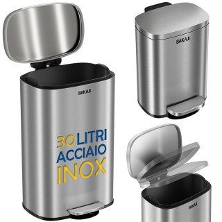 BAKAJI Κάδος Απορριμμάτων 35 x 31 x 61 cm με Πεντάλ 30L από Ανοξείδ... BAKAJI Κάδος Απορριμμάτων 35 x 31 x 61 cm με Πεντάλ 30L από Ανοξείδ...