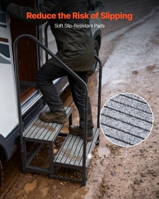 VEVOR Σκαλοπάτια RV 2 Βαθμίδων με Διπλές Χειρολαβές, Αντοχή 300 kg,...
