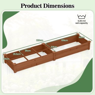 Costway Υψωμένο Κήπος από Ξύλο με 2 Κασόνια & Διαχωριστικά - Καφέ G...