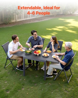 VEVOR Επεκτεινόμενο Εξωτερικό Τραπέζι Φαγητού 80-160cm – Γκρι Σκούρ... VEVOR Επεκτεινόμενο Εξωτερικό Τραπέζι Φαγητού 80-160cm – Γκρι Σκούρ...