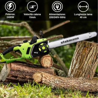 BAKAJI Ηλεκτρικό Αλυσοπρίονο 2400W με Λάμα 40cm για Κοπή Κλαδιών κα...