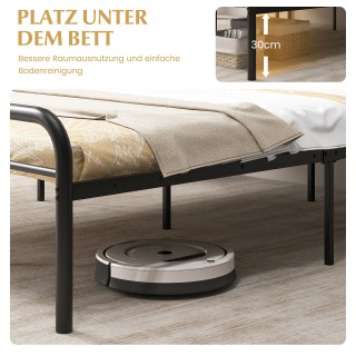 Costway Μεταλλικό Κρεβάτι Διπλό 140x190 εκ. με Κεφαλάρι & Υποπόδιο ...