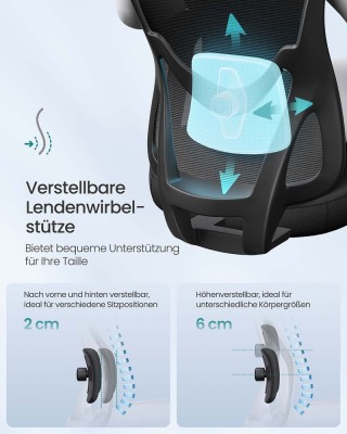 SONGMICS Εργονομική Καρέκλα Γραφείου  70 x 70 x (113-130) cm με Ρυθ...