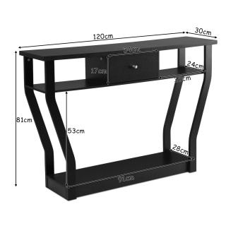 Costway Μαύρο Κονσόλα Τραπέζι Διαδρόμου με Συρτάρι και Ράφι 120 x 3...