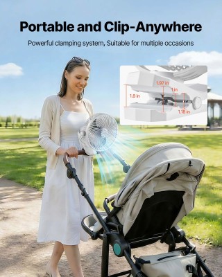 VEVOR Φορητός Επαναφορτιζόμενος Ανεμιστήρας Κλιπ USB με 3 Ταχύτητες...