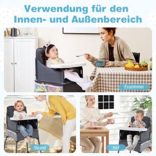 Costway Πτυσσόμενο Παιδικό Καρεκλάκι με Ρυθμιζόμενο Δίσκο & Τσάντα ...