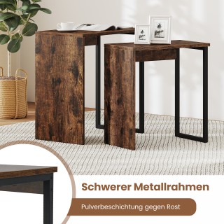 Σετ 2 Τραπεζάκια Σαλονιού 51 x 30 x 53cm σε Στυλ Ρουστίκ Καφέ JV12... Σετ 2 Τραπεζάκια Σαλονιού 51 x 30 x 53cm σε Στυλ Ρουστίκ Καφέ JV12...