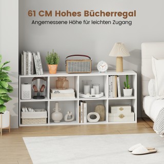 Costway Λευκή Βιβλιοθήκη με 8 Ράφια - Γραφείο ή Σταντ Αποθήκευσης 1...