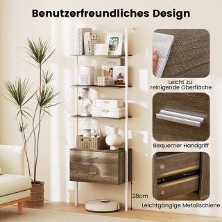 Costway Επιτοίχια Βιβλιοθήκη με 6 Ράφια και 2 Συρτάρια σε Γκρι Μετα... Costway Επιτοίχια Βιβλιοθήκη με 6 Ράφια και 2 Συρτάρια σε Γκρι Μετα...