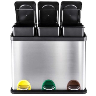 BAKAJI  Κάδος Ανακύκλωσης 54 ΛΤ Ατσάλι 3 Χώροι Κάδος Απορριμμάτων μ...