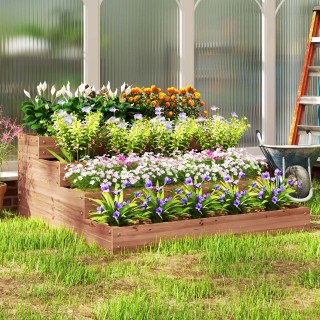 Outsunny Κρεβάτι για Υπερυψωμένο Κήπο 4 Επιπέδων από Ξύλο Έλατου με...