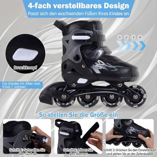 Costway Παιδικά ρυθμιζόμενα πατίνια inline 4 μεγεθών με φωτιζόμενου...