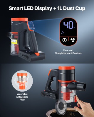 VEVOR Ισχυρή Ασύρματη Σκούπα 40KPA με LED Οθόνη - 47 Λεπτά Αυτονομί... VEVOR Ισχυρή Ασύρματη Σκούπα 40KPA με LED Οθόνη - 47 Λεπτά Αυτονομί...