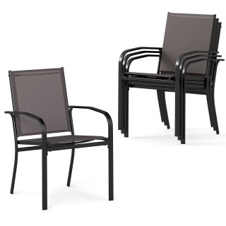 Costway  Σετ Εξωτερικών Καρεκλών Τραπεζαρίας με 4 Στοιβαζόμενες Καρ...