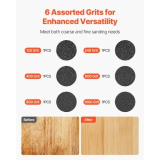 VEVOR Σετ 6 Ταινιών Τριβής 50 x 1830mm για Λείανση (120-1000 Grit) ...