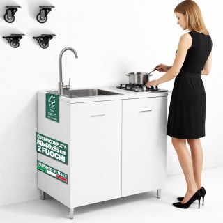 Shally Dogan Πλήρης Κουζίνα θευκός Πίνακας Μαγειρέματος 2 Εστιών Νε...