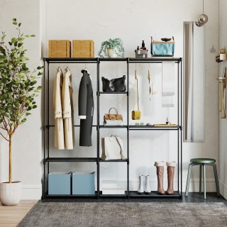 HOMCOM Ντουλάπα Φορέματος από Ύφασμα με 8 Ράφια και 3 Κρεμάστρες, 1...