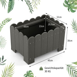 Costway Γλάστρες Κήπου Ανθεκτικές HDPE 45x32x30 εκ. Γκρι GT4116GR-2