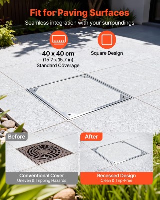 VEVOR Κάλυμμα Φρεατίου με Πλαίσιο, 400 x 400mm Αόρατο Καλυπτήριο Βό... VEVOR Κάλυμμα Φρεατίου με Πλαίσιο, 400 x 400mm Αόρατο Καλυπτήριο Βό...