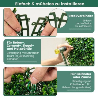 Costway  Τεχνητός Φράχτης Μπουξού 3m² με 12 Πάνελ 50x50cm - Ρεαλιστ...