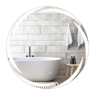 Costway Στρογγυλός LED Καθρέφτης Μπάνιου 80 cm, Ανθεκτικός σε Εκρήξ...