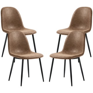 Σετ HOMCOM με 4 καρέκλες τραπεζαρίας Vintage από συνθετικό δέρμα PU...