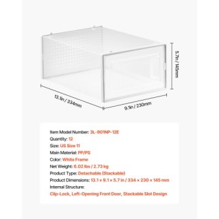VEVOR 12 Πακέτα Στοιβαζόμενων Λευκών Κουτιών Αποθήκευσης Παπουτσιών... VEVOR 12 Πακέτα Στοιβαζόμενων Λευκών Κουτιών Αποθήκευσης Παπουτσιών...