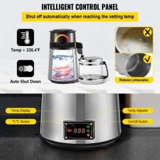 Αποστακτήρας Νερού VEVOR 750W 4L με Ρυθμιζόμενη Θερμοκρασία για Κου... Αποστακτήρας Νερού VEVOR 750W 4L με Ρυθμιζόμενη Θερμοκρασία για Κου...