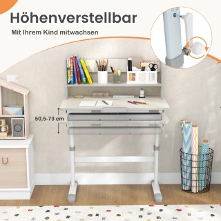 Costway Παιδικό Γραφείο Ρυθμιζόμενου Ύψους : 80 x 51 x 104 εκ με Κλ...