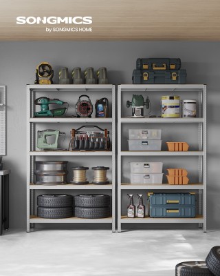 SONGMICS Βαρέως Τύπου Ραφιέρα 5 Επιπέδων από Ατσάλι, Κομψό Ασημί Φι...