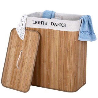 BAKAJI Καλάθι Απλύτων 2 Διαμερίσματα Πτυσσόμενο Καλάθι από Μπαμπού... BAKAJI Καλάθι Απλύτων 2 Διαμερίσματα Πτυσσόμενο Καλάθι από Μπαμπού...