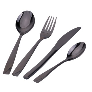 Galileo Σετ 24 γυαλιστερά μαύρα μαχαιροπίρουνα από ανοξείδωτο ατσάλ...