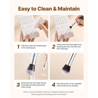 VEVOR Σετ Μακιγιάζ 15 Πινέλων για Τέλεια Ανάμειξη και Εφαρμογή HZST...